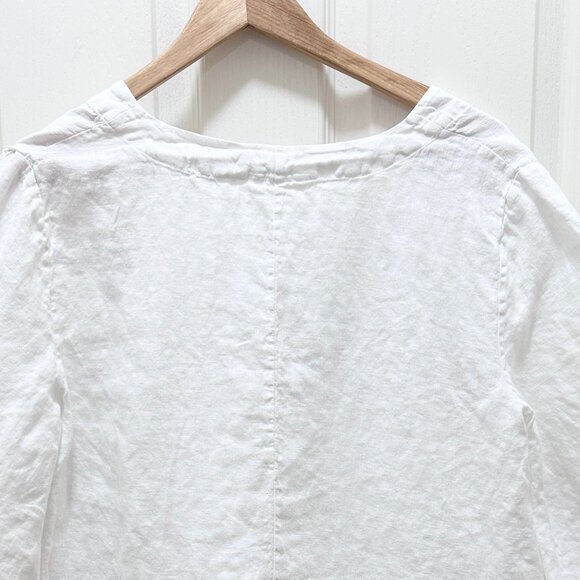 Bryn Walker Women's 100% Linen Boxy Oversized Tunic Top Size XS White Lagenlook - Picture 8 of 9